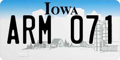 IA license plate ARM071