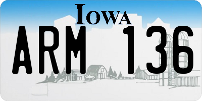 IA license plate ARM136