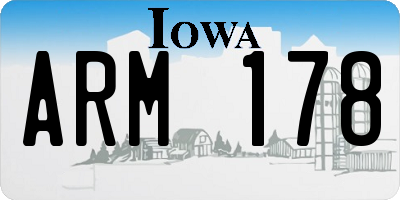 IA license plate ARM178