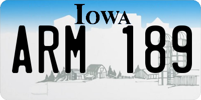 IA license plate ARM189