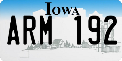 IA license plate ARM192