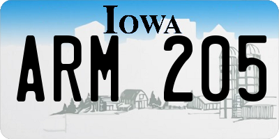 IA license plate ARM205