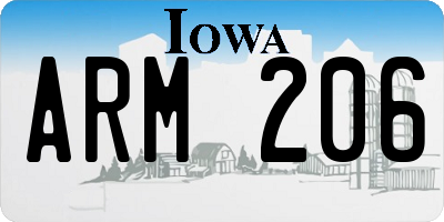 IA license plate ARM206