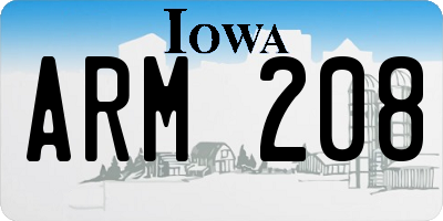IA license plate ARM208