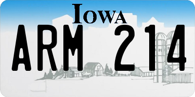 IA license plate ARM214
