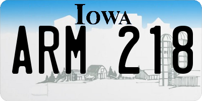 IA license plate ARM218
