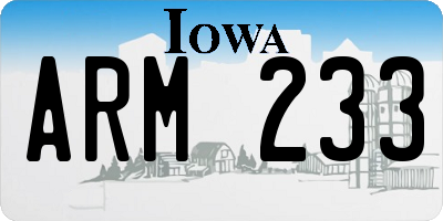 IA license plate ARM233