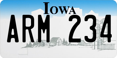 IA license plate ARM234