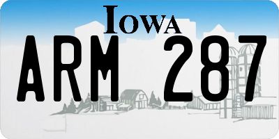 IA license plate ARM287