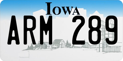 IA license plate ARM289