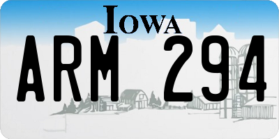 IA license plate ARM294