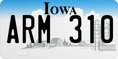 IA license plate ARM310