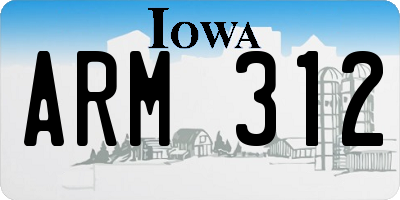 IA license plate ARM312