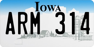 IA license plate ARM314