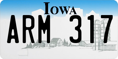 IA license plate ARM317