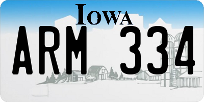 IA license plate ARM334