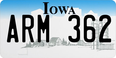 IA license plate ARM362