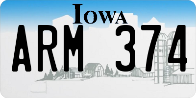 IA license plate ARM374