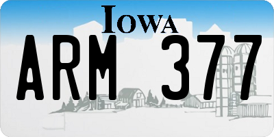IA license plate ARM377