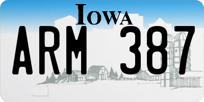 IA license plate ARM387