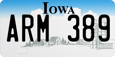 IA license plate ARM389