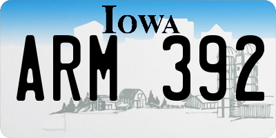 IA license plate ARM392