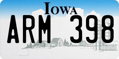 IA license plate ARM398