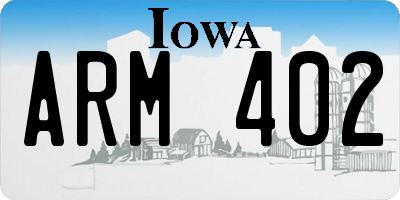 IA license plate ARM402