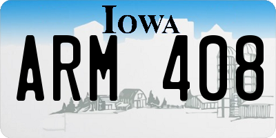 IA license plate ARM408