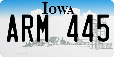 IA license plate ARM445