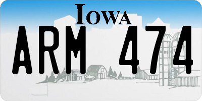 IA license plate ARM474
