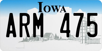 IA license plate ARM475