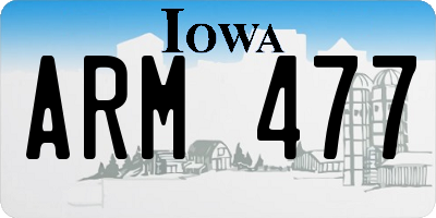 IA license plate ARM477