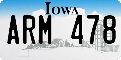 IA license plate ARM478