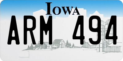 IA license plate ARM494