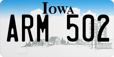 IA license plate ARM502