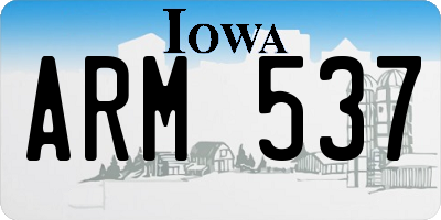 IA license plate ARM537