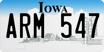 IA license plate ARM547