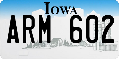 IA license plate ARM602