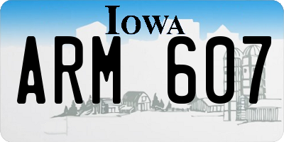 IA license plate ARM607