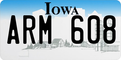 IA license plate ARM608