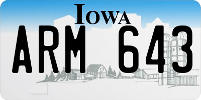 IA license plate ARM643