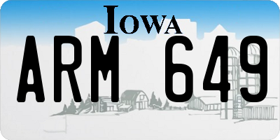 IA license plate ARM649
