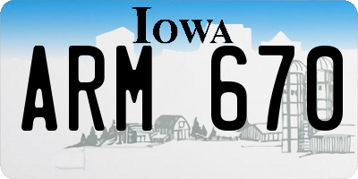IA license plate ARM670