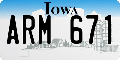 IA license plate ARM671
