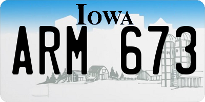 IA license plate ARM673