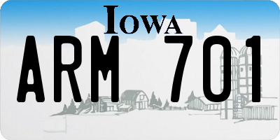 IA license plate ARM701