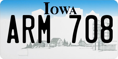 IA license plate ARM708