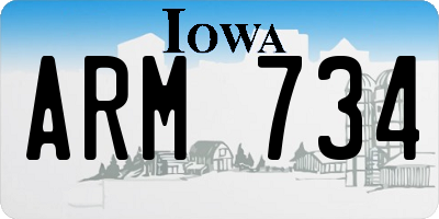 IA license plate ARM734
