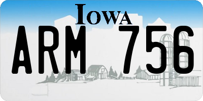 IA license plate ARM756